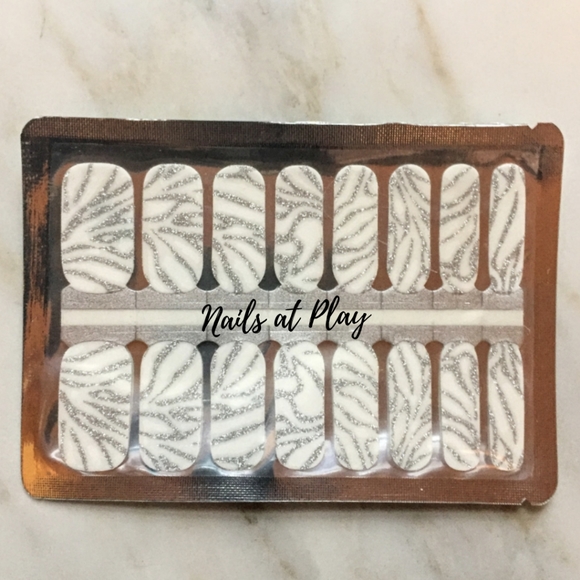 5 for $15 Nail Wraps- Silver Zebra (transparent) - Picture 2 of 6